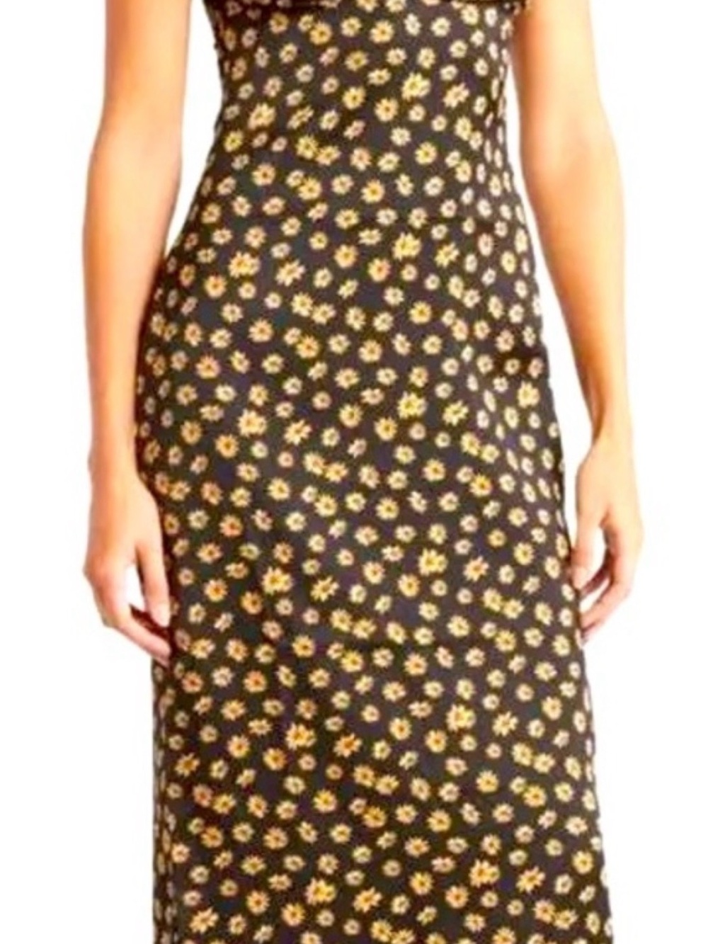 NWT $89 REVOLVE WeWoreWhat ditsy daisies black yellow floral mid dress 2